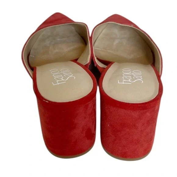 Franco Sarto Red Pointed Toe Suede Mules - Picture 4 of 8